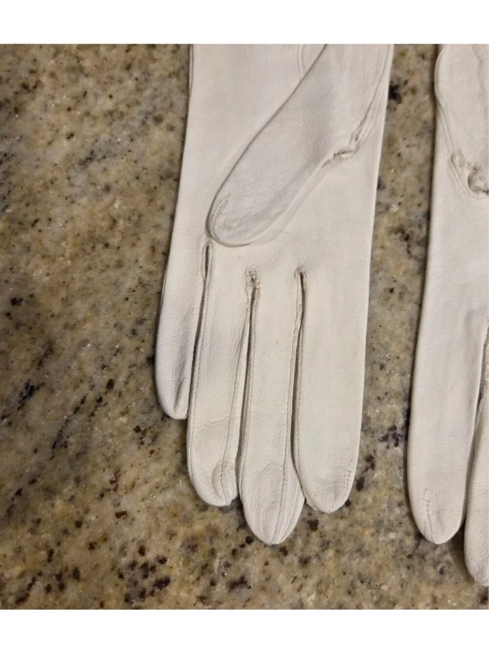 Vintage Size S Off-White Leather Formal Gloves Wrist Button 13